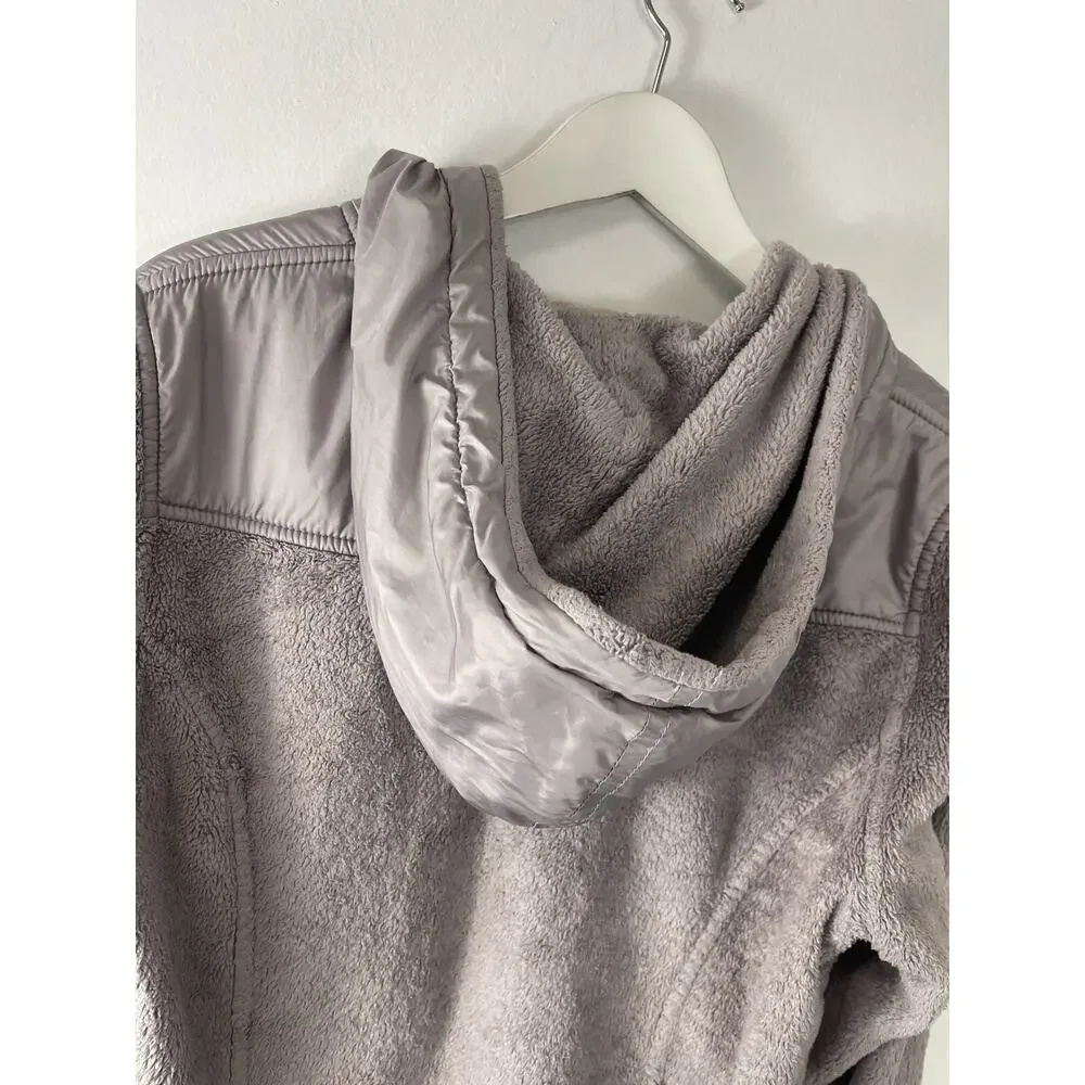 The North Face Jacket Womens Medium Gray Hooded Fleece Full Zip Pockets N19